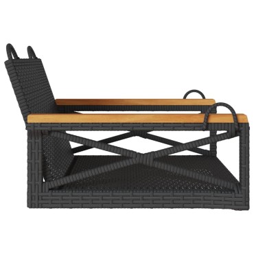 vidaXL Παγκάκι Κούνια Μαύρο 63x62x40cm από Συνθετικό Ρατάν 1 τεμ.