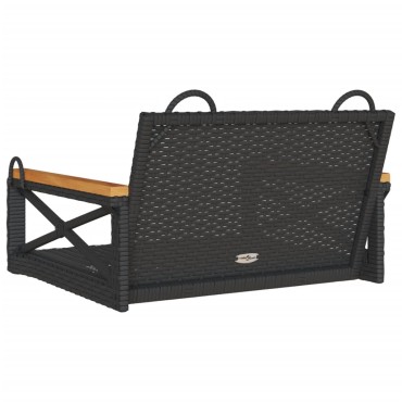 vidaXL Παγκάκι Κούνια Μαύρο 63x62x40cm από Συνθετικό Ρατάν 1 τεμ.