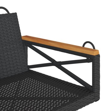 vidaXL Παγκάκι Κούνια Μαύρο 63x62x40cm από Συνθετικό Ρατάν 1 τεμ.