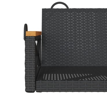 vidaXL Παγκάκι Κούνια Μαύρο 63x62x40cm από Συνθετικό Ρατάν 1 τεμ.