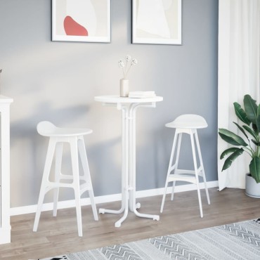 vidaXL Τραπεζαρία Λευκή 60x110cm από Επεξεργασμένο Ξύλο/Ατσάλι 1 τεμ.