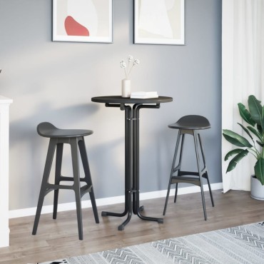 vidaXL Τραπεζαρία Μαύρη 70x110cm από Επεξεργασμένο Ξύλο/Ατσάλι 1 τεμ.