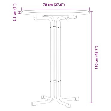 vidaXL Τραπεζαρία Μαύρη 70x110cm από Επεξεργασμένο Ξύλο/Ατσάλι 1 τεμ.