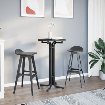 vidaXL Τραπεζαρία Μαύρη 60x110cm από Επεξεργασμένο Ξύλο/Ατσάλι 1 τεμ.