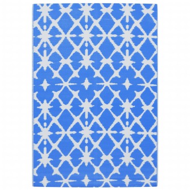 vidaXL Χαλί εξωτερικού χώρου ARAKIL Μπλε και λευκό 140x200 cm PP