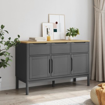 vidaXL Ντουλάπι FLORO Γκρι 114x43x74cm από Μασίφ Ξύλο Πεύκου 1 τεμ.