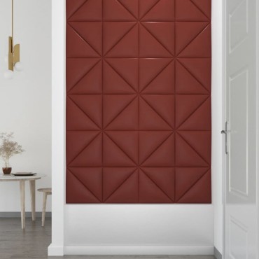 vidaXL Πάνελ Τοίχου 12 τεμ. Μπορντό 30 x 30 εκ. 0,54 μ² Συνθ. Δέρμα