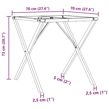 vidaXL Πόδια Τραπεζαρίας σε Σχήμα «X» 70x70x73cm Ατσάλι 1 τεμ.