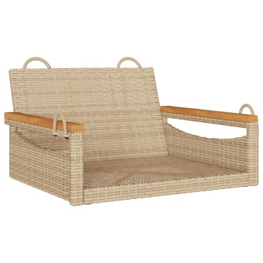 vidaXL Παγκάκι Κούνια Μπεζ 63x62x40cm από Συνθετικό Ρατάν 1 τεμ.