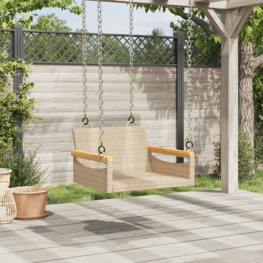 vidaXL Παγκάκι Κούνια Μπεζ 63x62x40cm από Συνθετικό Ρατάν 1 τεμ.