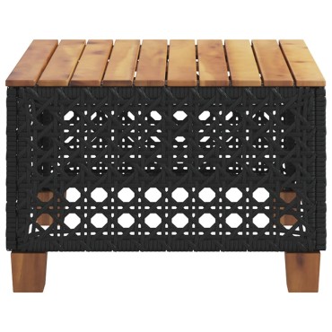 vidaXL Τραπέζι Κήπου Μαύρο 55x55x36cm Συνθετικό Ρατάν/Ξύλο Ακακίας 1 τεμ.