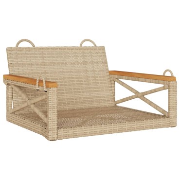 vidaXL Παγκάκι Κούνια Μπεζ 63x62x40cm από Συνθετικό Ρατάν 1 τεμ.