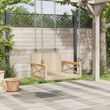vidaXL Παγκάκι Κούνια Μπεζ 63x62x40cm από Συνθετικό Ρατάν 1 τεμ.