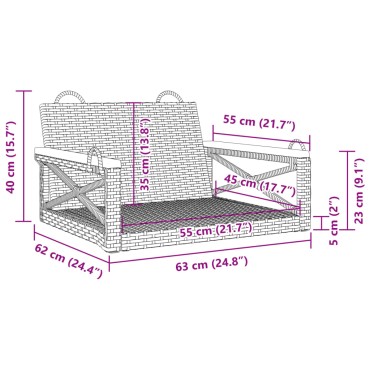 vidaXL Παγκάκι Κούνια Μπεζ 63x62x40cm από Συνθετικό Ρατάν 1 τεμ.