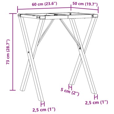 vidaXL Πόδια Τραπεζαρίας σε Σχήμα «X» 60x50x73cm Ατσάλι 1 τεμ.