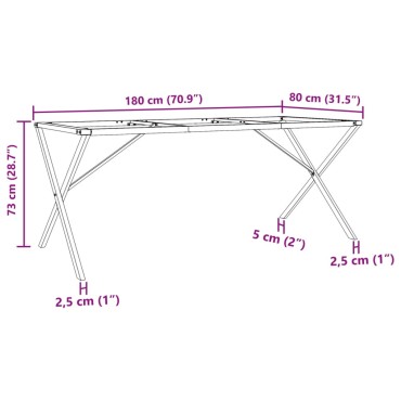 vidaXL Πόδια Τραπεζαρίας σε Σχήμα «X» 180x80x73cm Ατσάλι 1 τεμ.