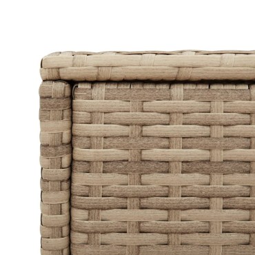 vidaXL Τραπέζι Κήπου με Γυάλινη Επιφ. Μπεζ 58x27,5x55cm Συνθ. Ρατάν 1 τεμ.