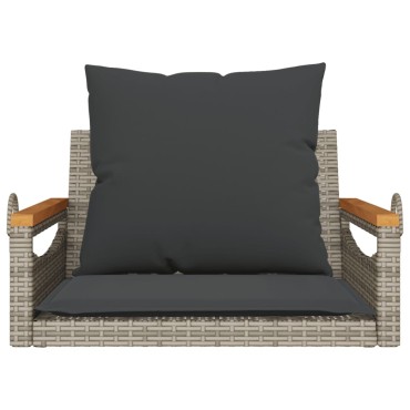 vidaXL Παγκάκι Κουνιστό Γκρι 63x62x40cm Συνθετικό Ρατάν με Μαξιλάρια 1 τεμ.