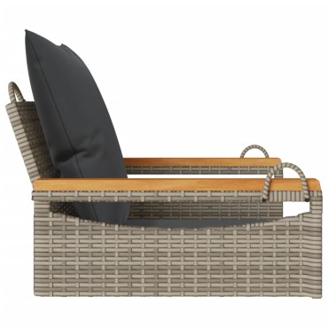 vidaXL Παγκάκι Κουνιστό Γκρι 63x62x40cm Συνθετικό Ρατάν με Μαξιλάρια 1 τεμ.
