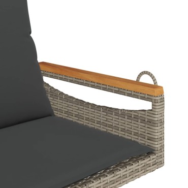vidaXL Παγκάκι Κουνιστό Γκρι 63x62x40cm Συνθετικό Ρατάν με Μαξιλάρια 1 τεμ.