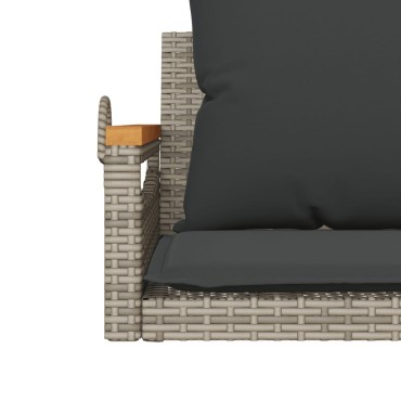 vidaXL Παγκάκι Κουνιστό Γκρι 63x62x40cm Συνθετικό Ρατάν με Μαξιλάρια 1 τεμ.