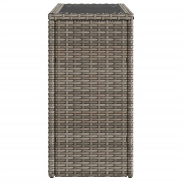 vidaXL Τραπέζι Κήπου με Γυάλινη Επιφ. Γκρι 58x27,5x55cm Συνθ. Ρατάν 1 τεμ.