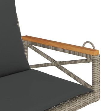 vidaXL Παγκάκι Κουνιστό Γκρι 63x62x40cm Συνθετικό Ρατάν με Μαξιλάρια 1 τεμ.