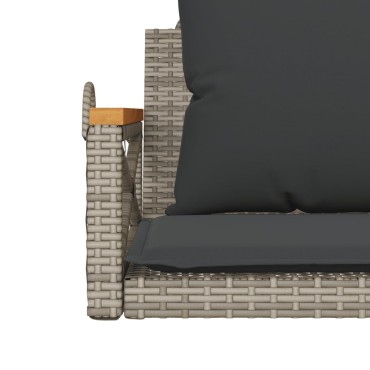 vidaXL Παγκάκι Κουνιστό Γκρι 63x62x40cm Συνθετικό Ρατάν με Μαξιλάρια 1 τεμ.