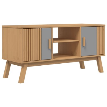 vidaXL Έπιπλο Τηλεόρασης OLDEN ΓκριΚαφέ 114x43x57cm Μασίφ Ξύλο Πεύκου