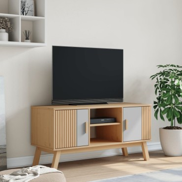vidaXL Έπιπλο Τηλεόρασης OLDEN ΓκριΚαφέ 114x43x57cm Μασίφ Ξύλο Πεύκου