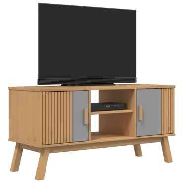 vidaXL Έπιπλο Τηλεόρασης OLDEN ΓκριΚαφέ 114x43x57cm Μασίφ Ξύλο Πεύκου