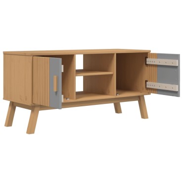 vidaXL Έπιπλο Τηλεόρασης OLDEN ΓκριΚαφέ 114x43x57cm Μασίφ Ξύλο Πεύκου