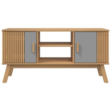 vidaXL Έπιπλο Τηλεόρασης OLDEN ΓκριΚαφέ 114x43x57cm Μασίφ Ξύλο Πεύκου