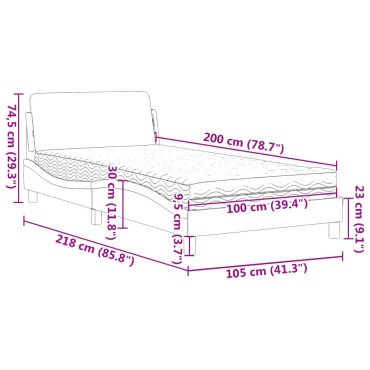 vidaXL Κρεβάτι με Στρώμα Λευκό 100x200 εκ. από Συνθετικό Δέρμα