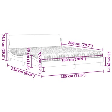 vidaXL Κρεβάτι με Στρώμα Μαύρο/Λευκό 180x200 εκ. από Συνθετικό δέρμα