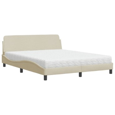 vidaXL Κρεβάτι Κρεμ 160x200 εκ. Υφασμάτινο