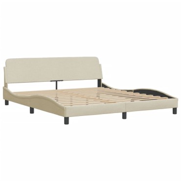 vidaXL Κρεβάτι Κρεμ 160x200 εκ. Υφασμάτινο