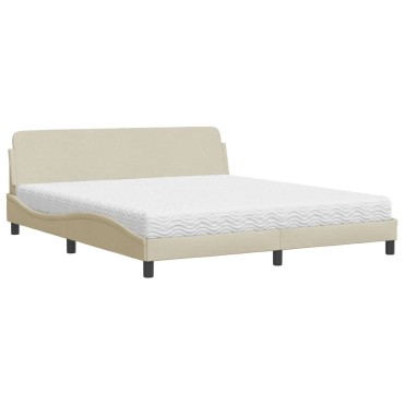 vidaXL Κρεβάτι Κρεμ 180x200 εκ. Υφασμάτινο