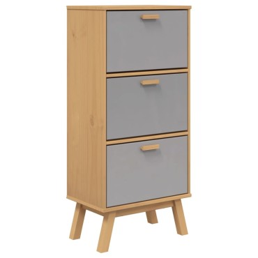 vidaXL Παπουτσοθήκη OLDEN Γκρι/Καφέ 55x35x120cm Μασίφ Ξύλο Πεύκου