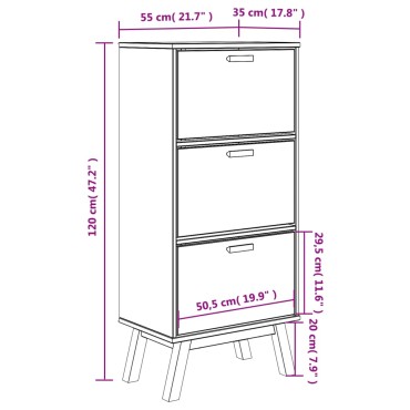 vidaXL Παπουτσοθήκη OLDEN Γκρι/Καφέ 55x35x120cm Μασίφ Ξύλο Πεύκου