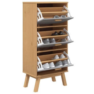 vidaXL Παπουτσοθήκη OLDEN Γκρι/Καφέ 55x35x120cm Μασίφ Ξύλο Πεύκου