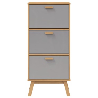 vidaXL Παπουτσοθήκη OLDEN Γκρι/Καφέ 55x35x120cm Μασίφ Ξύλο Πεύκου