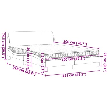 vidaXL Κρεβάτι με Στρώμα Μαύρο και Λευκό 120 x 200 εκ. Συνθετικό Δέρμα