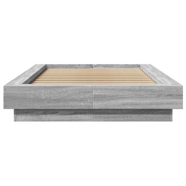 vidaXL Πλαίσιο Κρεβατιού με LED Γκρι Sonoma 75x190 εκ. Επεξεργ. Ξύλο