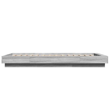 vidaXL Πλαίσιο Κρεβατιού με LED Γκρι Sonoma 75x190 εκ. Επεξεργ. Ξύλο