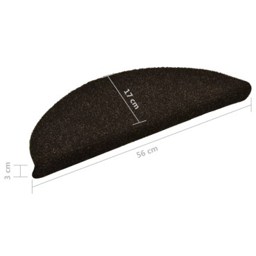 vidaXL Πατάκια Σκάλας Αυτοκόλ. 10 τεμ Σκ. Καφέ 56x17x3 εκ Βελονιασμένο