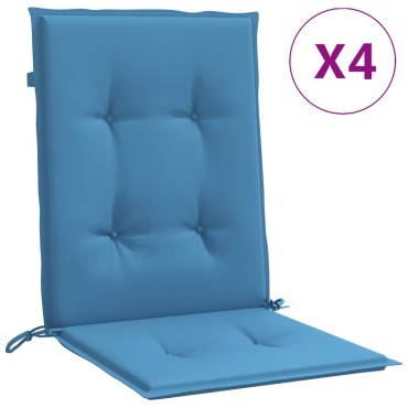 vidaXL Μαξιλάρια Καρέκλας με Πλάτη 4 τεμ. Μπλε 100x50x4cm Ύφασμα