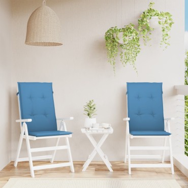 vidaXL Μαξιλάρια Καρέκλας με Πλάτη 2 τεμ. Μπλε 120x50x4cm Ύφασμα