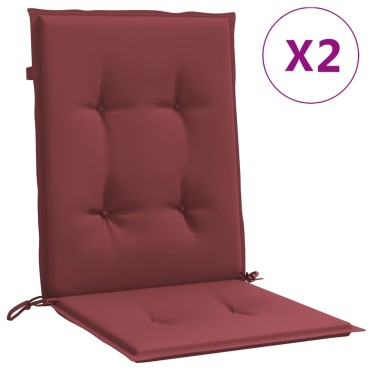 vidaXL Μαξιλάρια Καρέκλας με Πλάτη 2 τεμ. Μπορντό 100x50x4εκ. Ύφασμα