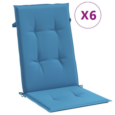 vidaXL Μαξιλάρια Καρέκλας με Πλάτη 6 τεμ. Μπλε 120x50x4cm Ύφασμα